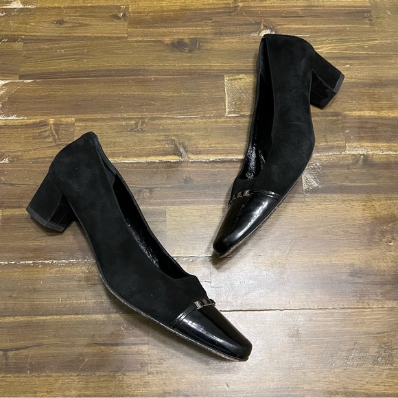 Salvatore Ferragamo Shoes - Salvatore Ferragamo Guendy 4 cm Black Suede Kid Patent Calf